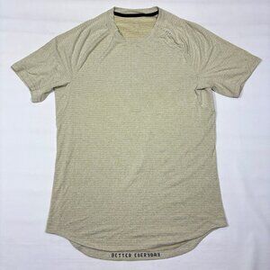 Lululemon Yellow Striped Short Sleeve Athletic Better Everyday T-Shirt Mens Med